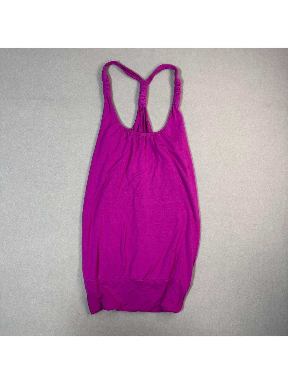 Y2K Seductions Magenta Racerback Tank Top Twisted Straps Bubble Hem Women's L